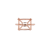Minimalist Ring Semi Mount in Solid 14k Gold w a Double Prong Basket | Gemstone Setting | Emerald Cut