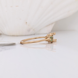 East West Oval Ring Semi Mount in 14K Gold w Green Sapphire Accents | Engagement Ring Setting | Straight Shank | Oval Cut