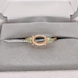 East West Oval Ring Semi Mount in 14K Gold w Green Sapphire Accents | Engagement Ring Setting | Straight Shank | Oval Cut