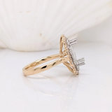 Luna Collection | Double Halo w Baguette & Round Diamonds Ring Setting