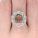 Luna Collection | Double Halo w Baguette & Round Diamonds Ring Setting