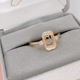 Vintage Style Diamond Accented Ring Setting w Milgrain Detailing