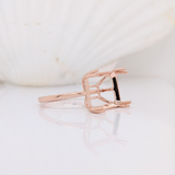Minimalist Ring Semi Mount in Solid 14k Gold w a Double Prong Basket | Gemstone Setting | Emerald Cut