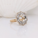 Luna Collection | Double Halo w Baguette & Round Diamonds Ring Setting