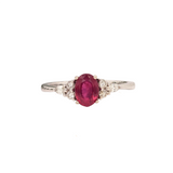 Bright Ruby Ring with Diamond Accents