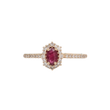 Classic Ruby and Diamond Halo Ring