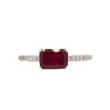 East West Ruby Ring with Diamond Accents
