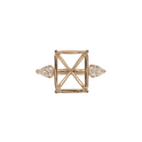 Elegant Trinity Ring Semi Mount w Large Pear Diamond Accents
