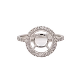 Engagement Round Halo Ring Setting w Diamond Accents