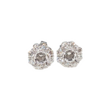 Minimalist Floral Stud Earring Setting w Diamond Halo