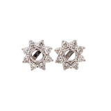 Snowflake Floral Stud Earrings Semi Mount w Diamond Halo