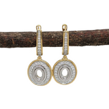 Bezel Set Dangle Earrings Semi Mount w Diamond Accents