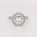 Engagement Round Halo Ring Setting w Diamond Accents