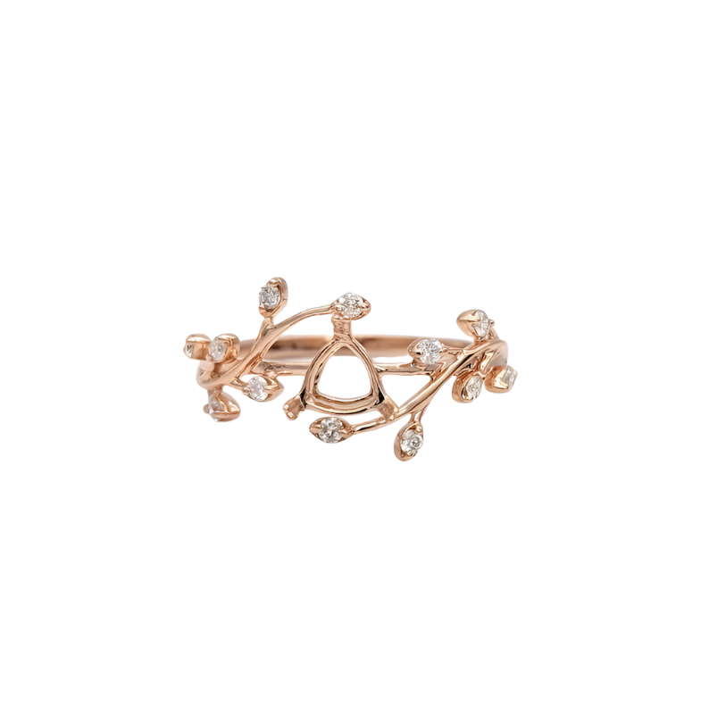 Nebula Collection | Diamond Accented Ring Setting in 14k Solid Gold | Trilliant Cut
