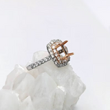 Luna Collection | Baguette & Round Diamonds Ring Setting w  Double Halo