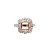 Luna Collection | Baguette & Round Diamonds Ring Setting w  Double Halo