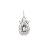 Mixed Diamond Pendant Semi-Mount in 14K Solid Gold w Halo and Diamond Studded Bail | Oval