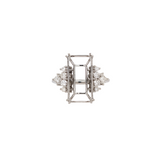 Round and Princess Diamond Accented Ring Setting in Solid 14k Gold | Emerald Cut