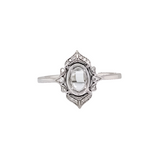 Vintage Style Ring Semi Mount in Solid 14k Gold w Round Diamond Accents | Gemstone Setting | Oval