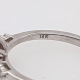 Bezel Set Deep Red Rubelite Ring in 14K White Gold w Natural Diamond Accents