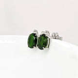 Verena – Timeless Diopside & Diamond Drop Earrings in 14K White Gold | Oval Cut 7x5mm, Anniversary & Birthday Gift