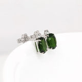 Verena – Timeless Diopside & Diamond Drop Earrings in 14K White Gold | Oval Cut 7x5mm, Anniversary & Birthday Gift