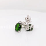 Verena – Timeless Diopside & Diamond Drop Earrings in 14K White Gold | Oval Cut 7x5mm, Anniversary & Birthday Gift