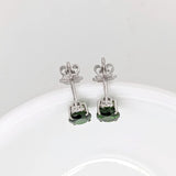Verena – Timeless Diopside & Diamond Drop Earrings in 14K White Gold | Oval Cut 7x5mm, Anniversary & Birthday Gift