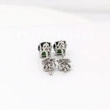 Verena – Timeless Diopside & Diamond Drop Earrings in 14K White Gold | Oval Cut 7x5mm, Anniversary & Birthday Gift