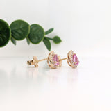 Lillian | 0.62ct Pink Sapphire Stud Earrings, Solid 14K Yellow Gold – Pear 5x3mm, Classic Birthstone Handcrafted Jewelry Gift for Her