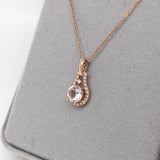 Cute Pink Morganite Pendant w Earth Mined Diamonds in Solid 14K Rose Gold | June Birthstone