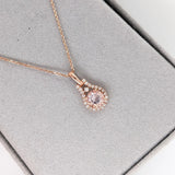 Cute Pink Morganite Pendant w Earth Mined Diamonds in Solid 14K Rose Gold | June Birthstone