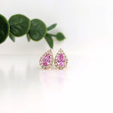 Lillian | 0.62ct Pink Sapphire Stud Earrings, Solid 14K Yellow Gold – Pear 5x3mm, Classic Birthstone Handcrafted Jewelry Gift for Her