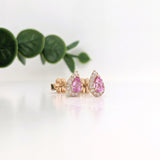 Lillian | 0.62ct Pink Sapphire Stud Earrings, Solid 14K Yellow Gold – Pear 5x3mm, Classic Birthstone Handcrafted Jewelry Gift for Her