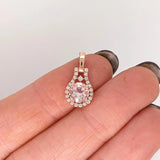Cute Pink Morganite Pendant w Earth Mined Diamonds in Solid 14K Rose Gold | June Birthstone