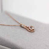 Cute Pink Morganite Pendant w Earth Mined Diamonds in Solid 14K Rose Gold | June Birthstone