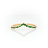Tsavorite Chevron Band – Natural Gemstone: 14K Gold, Delicate Stackable Band