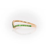 Tsavorite Chevron Band – Natural Gemstone: 14K Gold, Delicate Stackable Band