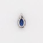 Classic Sapphire Pendant w Earth Mined Diamonds in Solid 14K White Gold OV 7x5mm