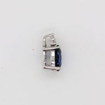 Classic Sapphire Pendant w Earth Mined Diamonds in Solid 14K White Gold OV 7x5mm