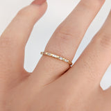 Wedding Bands-Dainty Baguette Diamond Wedding Band in 14K Solid Yellow, White or Rose Gold | Stackable Band | Promise Band | April Birthstone | Sizable - NNJGemstones