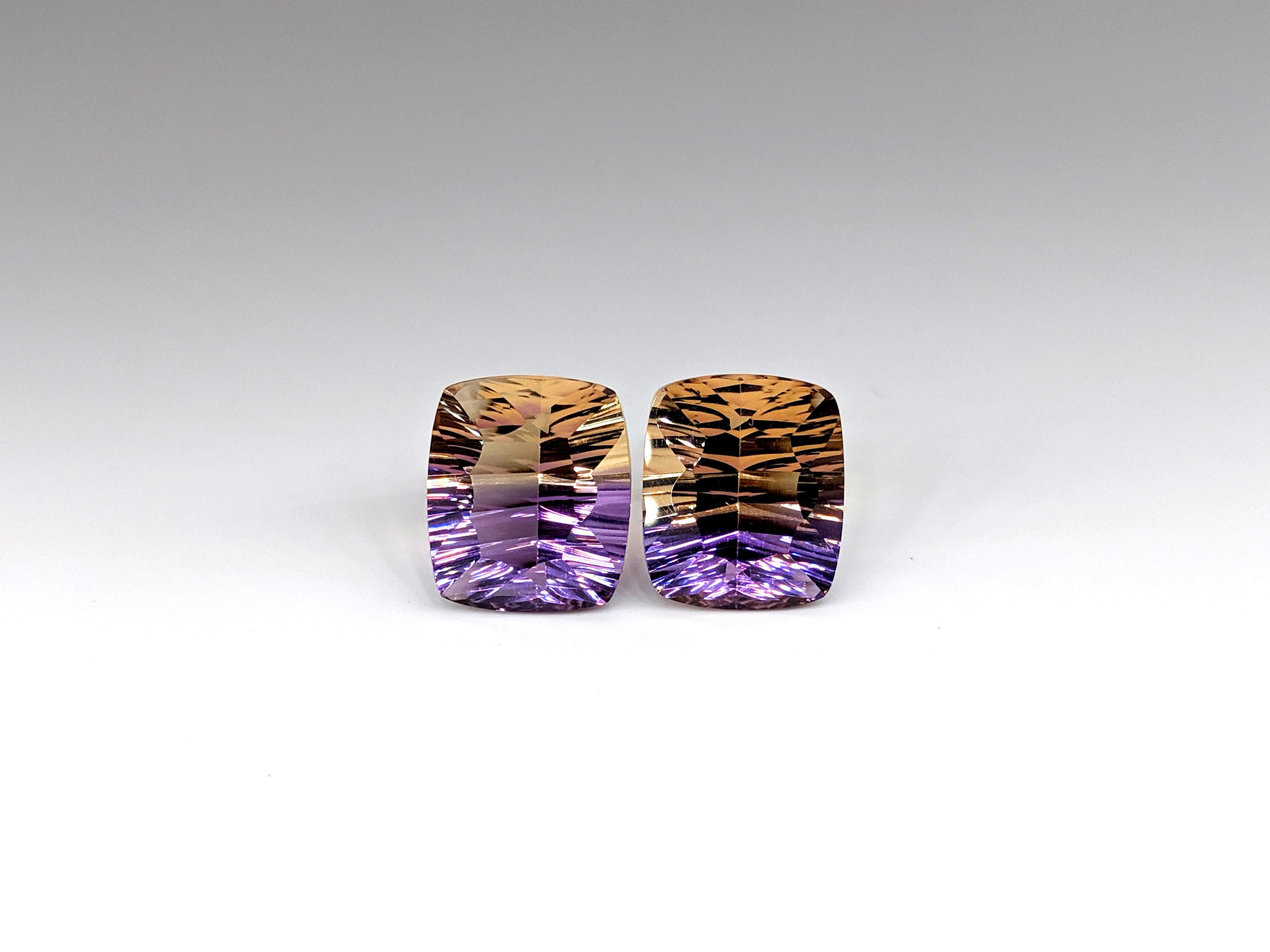 Gemstones-Ametrine 14x12mm Cushion Shape Loose Gemstone- Beautiful Purple/Orange coloring Concave Cut Gemstone - NNJGemstones