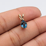 Pendants-London Blue Topaz Pear Shape Pendant in 14K White Gold / Minimalist / Dainty Pendant / London Blue Topaz; Ready to ship! - NNJGemstones