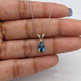 Pendants-London Blue Topaz Pear Shape Pendant in 14K White Gold / Minimalist / Dainty Pendant / London Blue Topaz; Ready to ship! - NNJGemstones