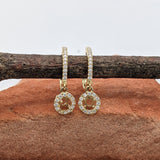 Dangle & Drop Earrings-Halo Dangle Semi Mount Earrings w Round Natural Diamond Accents in Solid 14k Gold | Round 4mm | Drop Gem Earrings | Customizable - NNJGemstones