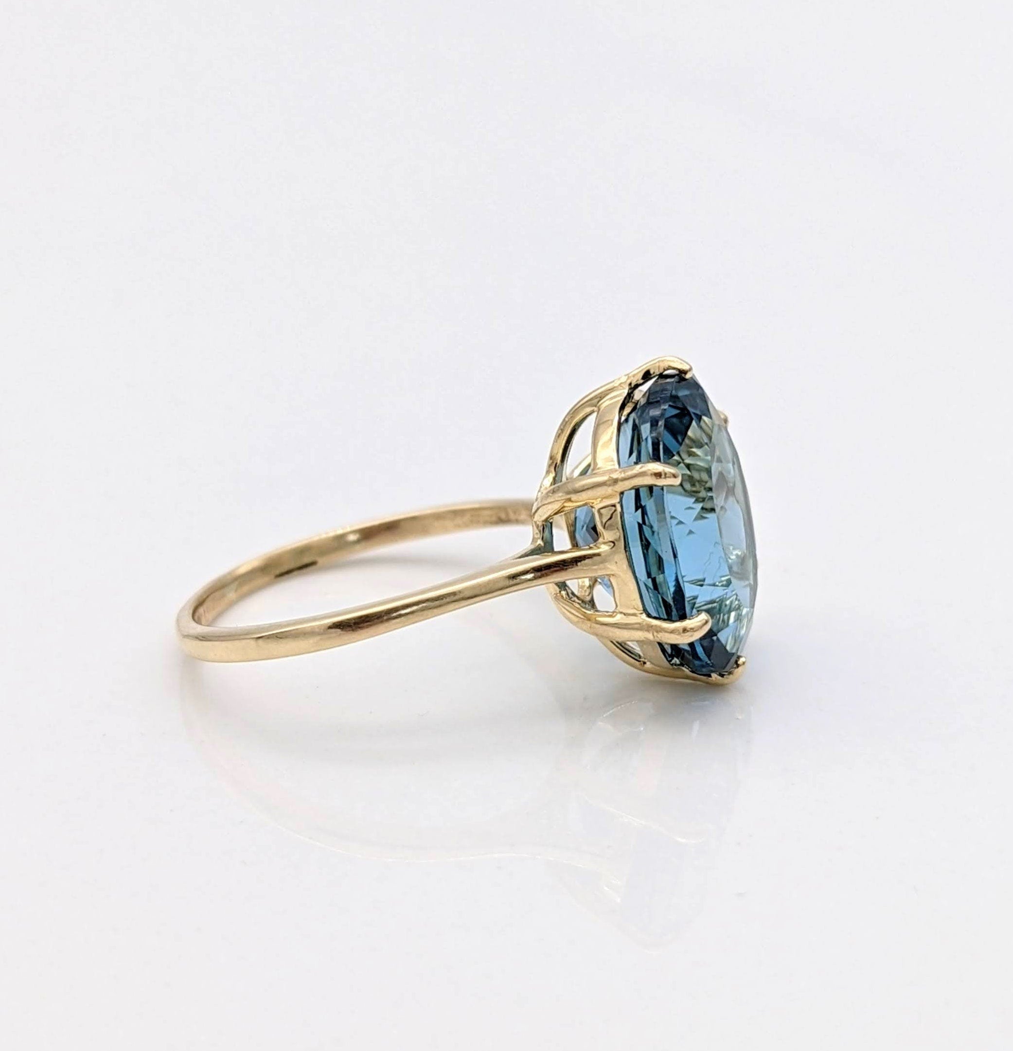 Statement Rings-London Blue Topaz Ring in Oval Setting 12x10mm in 14k White Gold, Rose Gold, and Yellow Gold / London Blue Topaz / December Birthstone - NNJGemstones