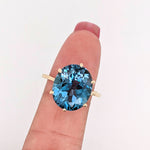 Statement Rings-London Blue Topaz Ring in Oval Setting 12x10mm in 14k White Gold, Rose Gold, and Yellow Gold / London Blue Topaz / December Birthstone - NNJGemstones