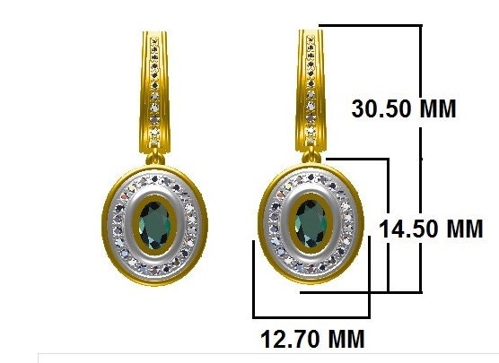 Dangle & Drop Earrings-Dangle Bezel Set Earring Semi-Mount in Solid 14k Solid or Dual Tone Gold w Diamond Accents | Oval 6x4mm | Secure Latch Back | Customizable - NNJGemstones
