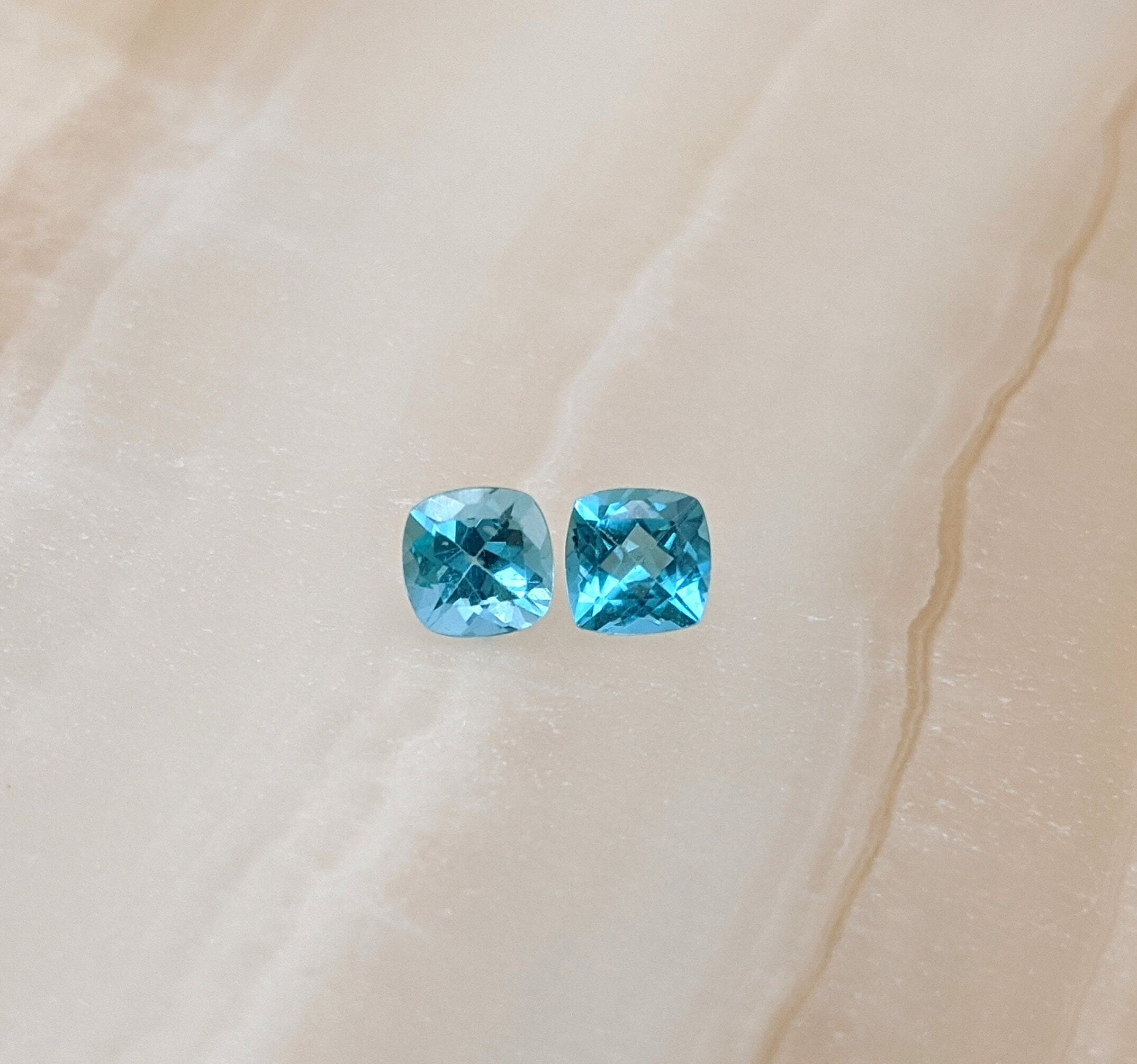 Gemstones-Paraiba Apatite Loose Gemstones | Cushion Cut 5mm | Blue Green Gem | Jewelry Center Stone Setting | Blue Green - NNJGemstones