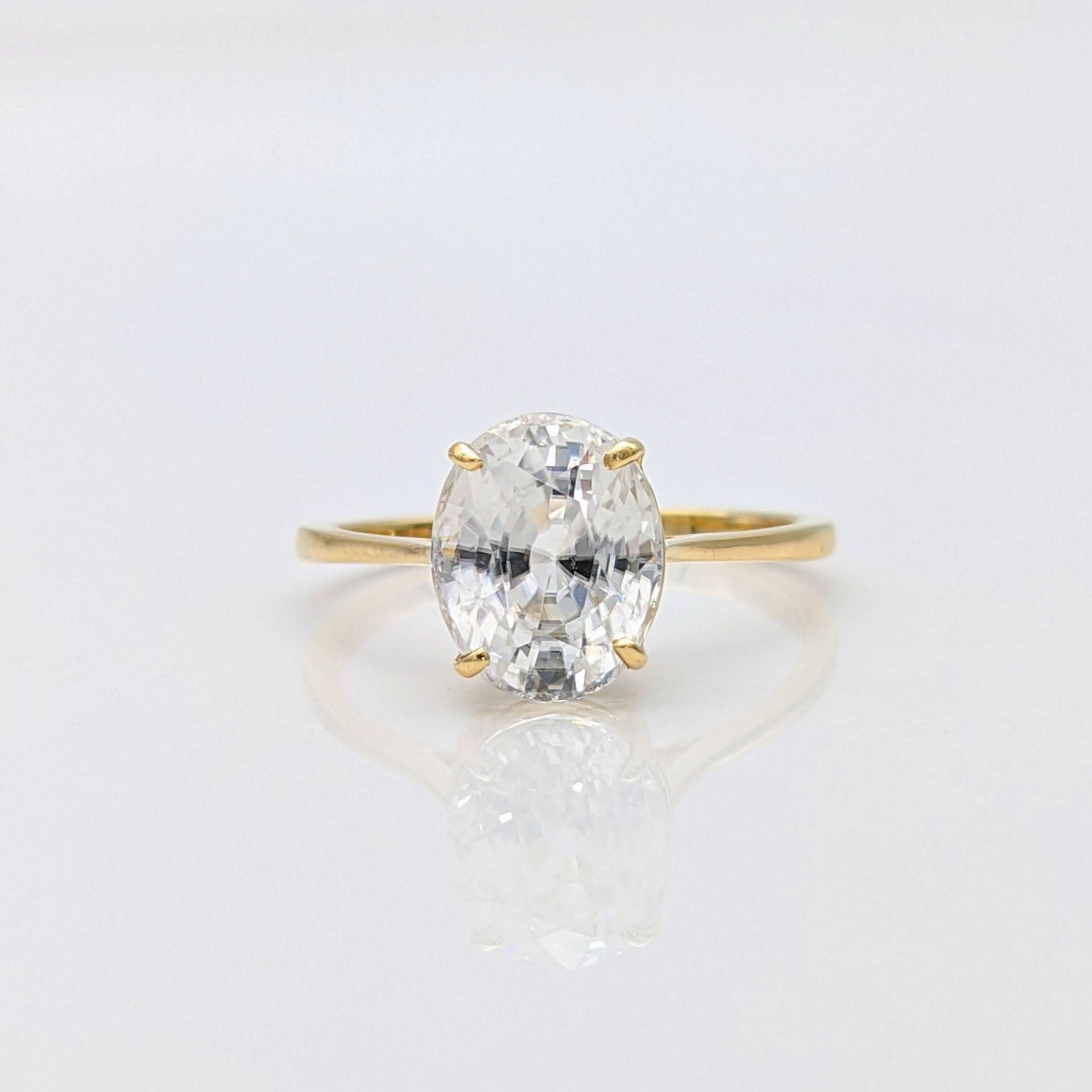 Findings-Classic Oval Solitaire Ring Semi Mount with Claw Prongs in Solid 14K Gold | 6x4 7x5 8x6 9x7 10x8 11x9 12x10 14x10 16x12 19x11 18x13 20x15 - NNJGemstones